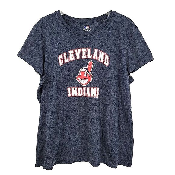 Cleveland Indians Womens T Shirt Size XXL Chief Wahoo Sparkles Cap Sleeves - Picture 1 of 5